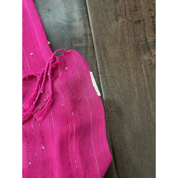 Elegant Pink Scarf With Silver Sparkle Accents Fringe - Picture 3 of 6